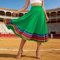 thumbnail image 2 of Bohemian Midi Skirts for Women Color Block Elastic Waist Flowy Summer Casual Green XXL, 2 of 4