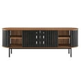 thumbnail image 5 of Media TV Stand Console Table, Walnut Black, Wood, Metal Steel, Oval, Living Room Lounge Cafe Lobby Hospitality Restaurant, Modern Contemporary HB34883, 5 of 9