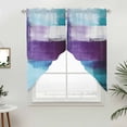 thumbnail image 4 of Turquoise Purple Kitchen Window Curtains, Swag Curtains Valance for Bedroom Living Room Bathroom, Geometric Abstract Modern Oil Painting Rod Pocket Window Curtain Block Drapes 2 Panels 36"x45", 4 of 7