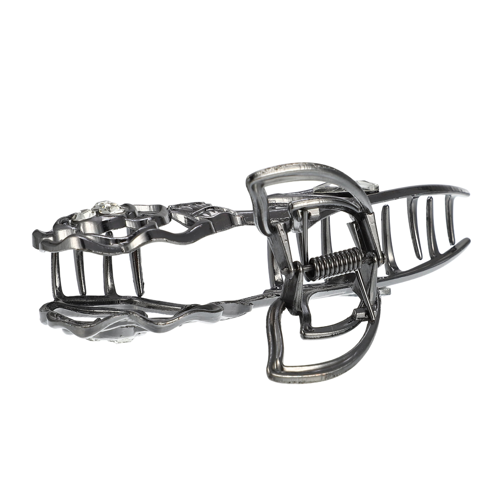 Unique Bargains Rose Metal Hair Claws Hair Clips Hair Barrettes Titanium Tone