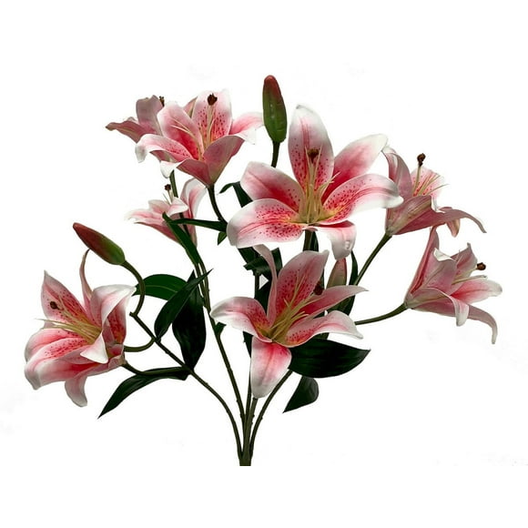 Pink And White Lily Bush Artificial Flowers