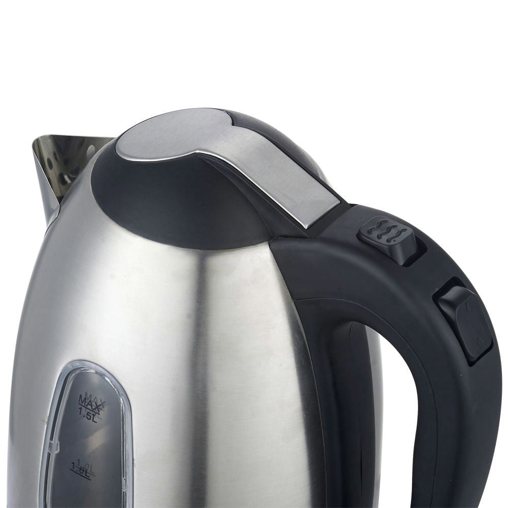 Resenkos1.5L Stainless Steel Electric Kettle With Water Window, Homes & Offices, Fast Heating & Durable Quality And Easy to Use, Black And Sliver