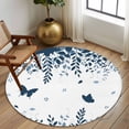thumbnail image 2 of Round Area Rugs Collection 6 Ft, Blue Spring Botanical Non-Slip Residential Carpet, Weeping Eucalyptus Butterfly Indoor Crawling Mats Runner Rugs for Living Room/Dining Room/Bedroom, 2 of 8