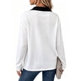 thumbnail image 4 of Rugby Polo Shirts Women 2026 V Neck Long Sleeve Striped Collared Plus Size Fall Winter White L, 4 of 8