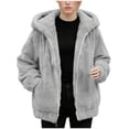 thumbnail image 6 of Husipze Womens Winter Warm Sherpa Jacket Fuzzy Fleece Hooded Zip Up Jackets Casual Long Sleeve Plush Coat Outerwear with Pockets Gray L, 6 of 10