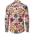 thumbnail image 4 of CONZONE Mens 70S Disco Buttons Down Shirts Long Sleeve Hippie Shirts for Men Trendy Floral Graphic Lapel Soft Lightweight Tops, 4 of 8