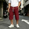 thumbnail image 2 of VBVC Men's Loose Fit Drawstring Sweat Shorts with Pockets, Casual Knee Length Stretchy Shorts For Men, Wine , S-3XL, 2 of 10