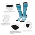 thumbnail image 3 of Goofa Teal Turquoise Fluid Stripes Pattern Adult Stockings, Color-Block Knee High Socks, Comfortable and Breathable, Soft and Stretchable, Sports, and Decoration, 3 of 6
