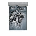 thumbnail image 2 of Tribal Bedding Set with Sheet & Covers, Hand Drawn Tribe Chief Head with Feathers Vintage Style Art, Printed Bedroom Decor 2 Shams, 4 Sizes, Grey Black White, by Ambesonne, 2 of 3