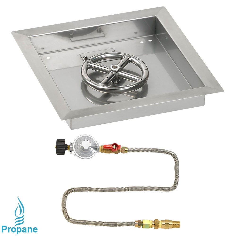 Natural Gas Rectangular Bowl Pan 36x12-Inch American Fireglass Match Light Fire Pit Kit SS-AFPPMKIT-N-36