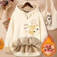 thumbnail image 5 of Sudadera con capucha de terciopelo grueso de invierno para mujer, sudadera con capucha con letras para mujer, jersey de talla grande, tops de manga larga de lana de cordero cálidos, abrigo, 5 of 5