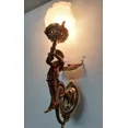 thumbnail image 5 of Pair Vintage Art Nouveau Deco light Old Lamp Mermaid Lamp Fixture Brass & Glass Light Antique Lamp, 5 of 5