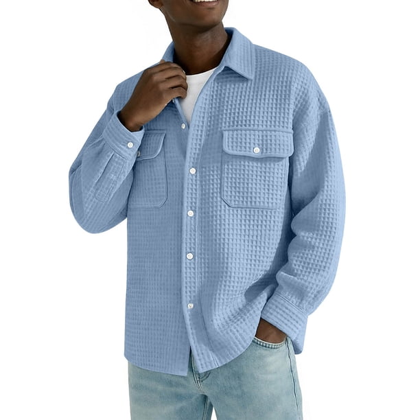 Top Abrigo Hombres Color Sólido Manga Larga Botón Cuello Moda Casual Verano Al Aire Libre Diario