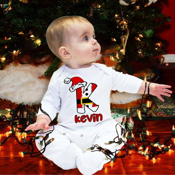 Body de bebé personalizado con inicial y nombre, pijama de Navidad para bebé, mono para recién nacido, conjuntos para niño pequeño, regalo