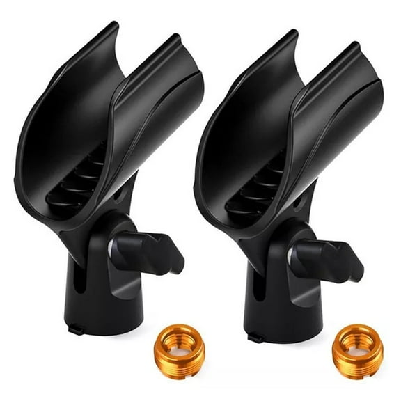 2X Adjustable Microphone Clip Holder For Mic Stand 5/8" To 3/8" Screw Adapter