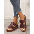 thumbnail image 2 of Women's Summer New Black Metal Buckle Flip Flops, Fashionable, Comfortable, Elegant, Casual, Beach, Wedge, Thick-Soled Sandals, Plus Size, 2 of 4