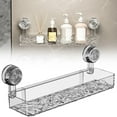 thumbnail image 2 of Light Style Glacier Pattern Suction Cup Shelf, Wall Mounted Strong Suction Shower Rack Organizer, No Drilling Clear Storage Rack, Removable Bathroom Storage Rack for Smooth Walls, 15*4*5 inch, Silver, 2 of 4