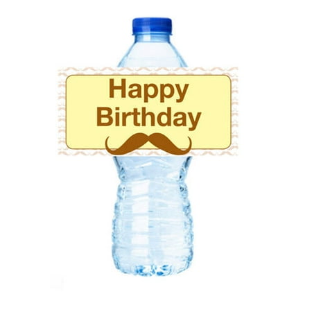  Happy  Birthday  Mustache Party  Decoration 15ct Water Bottle 