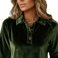 thumbnail image 6 of Womens Long Sleeve Shirts Velvet Button Down Stand Collar Polo Shirt Casual Velour Outfits Relaxed Fit Pullover Tops Office Daily Wear Fall Winter Outfits Fall Spring Daily Loungewear, 6 of 8