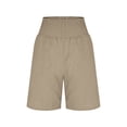 thumbnail image 4 of ZHYou Women's Shorts Summer Smocked High Rise Waist Stretch Pull On Wide Leg Shorts with Pockets,Beige,Size 2XL, 4 of 7