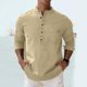 thumbnail image 1 of Blusa y camisa de manga larga con cuello alto para hombre, informal, a la moda, de color liso, transpirable, de manga larga, con cuello alto y bolsillo con botones, blusa de poliéster para hombre, 1 of 9