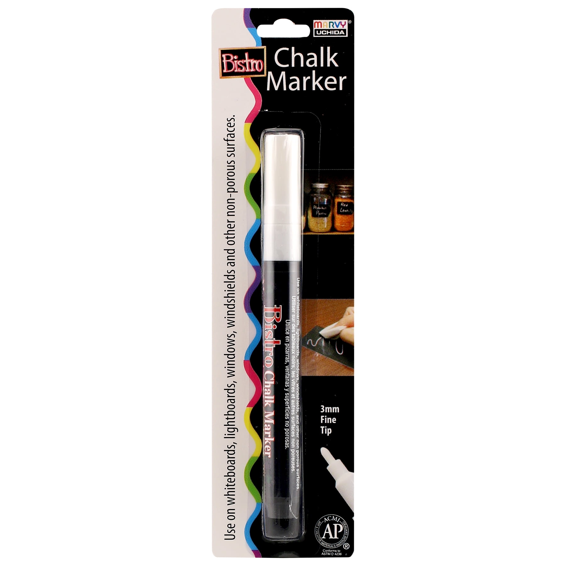 Marvy Uchida Bistro Chalk Marker, Fine Tip, White, 564344773