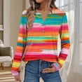 thumbnail image 1 of Ailaofu Long Sleeve Shirts for Women V Neck Henley Tops Fall Fashion Basic Trendy V-neck Printed Casual Tops, 1 of 6