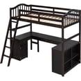 thumbnail image 5 of Twin Size Loft Bed with Drawers and Cabinet, Wooden Loft Bed with Shelves and Desk Ladder for Teens Boys Girls - 80" L x 41.8" W x 75.8" H, 5 of 11