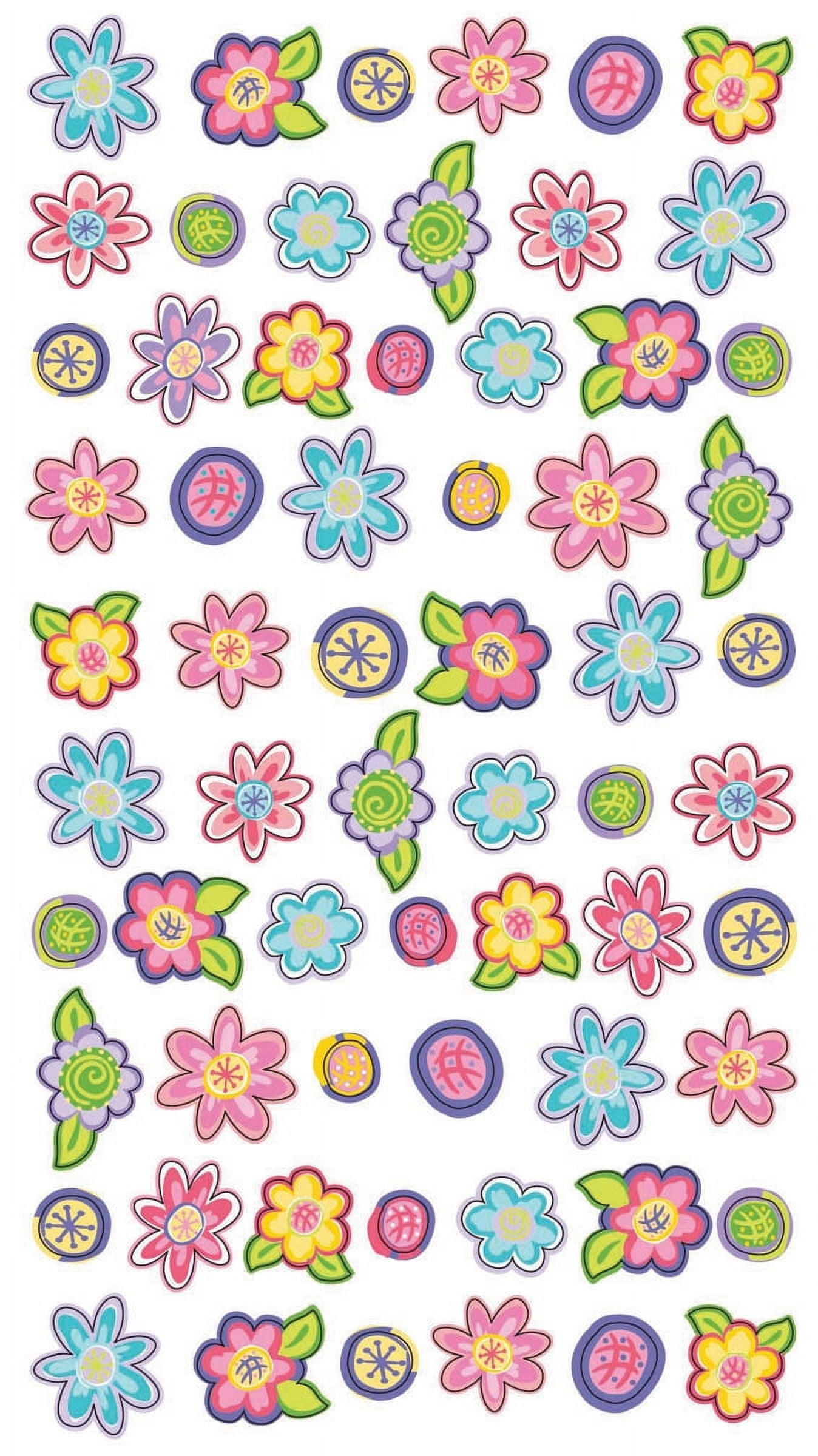Tiny Crafts Felt Stickers - Peace and Flowers - Assorted Colors - 12 pieces
