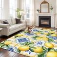 thumbnail image 3 of Botanical Lemon Large Area Rugs for Bedroom Living Room, Soft Non Slip Carpet Bedside Rug, Spring Countryside Floral Blue Tile Rectangular Floor Cover Kitchen Accent Rug 5'x7' for Dining Room/Office, 3 of 9