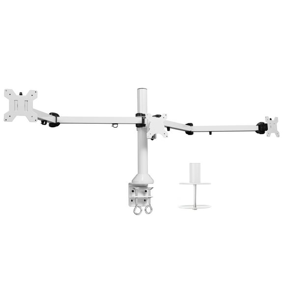 VIVO White Triple Monitor Desk Mount, Adjustable Stand, Fits 3 Screens up to 32"