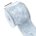 thumbnail image 2 of Christmas Wired Ribbon, Metallic Edge Swirl Glitter Sheer Ribbon Wired, Snowflake Organza Sheer Glitter Ribbon for Xmas Tree, Wreath, Party Decoration, Gift Wrapping, 1 Roll, 2.5" x 10 Yards, 2 of 4