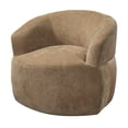 thumbnail image 3 of Christopher Knight Home Modern 360° Swivel Barrel Accent Chair, Polyester Fabric with Leather Accent, Brown, 3 of 10