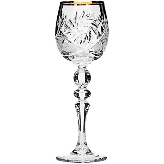 WG7565G, 2 Oz. Hand-Made Crystal Cut Sherry Glasses, 24K Gold-Plated Classic Vintage Liqueur Cordial Glasses, Wedding Gift Drinkware, Set of 6$$Home Decor, Kitchen, & Other