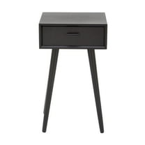 DecMode 16" x 28" Black Wood Single Drawer Accent Table, 1-Piece