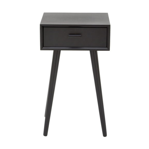 DecMode 16" x 28" Black Wood Single Drawer Accent Table, 1-Piece