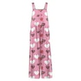 thumbnail image 4 of Fgvctg Valentine's Day Women's Overalls Wide Leg Pant Adjustable Love Heart Print Overalls Sleeveless Romper Spaghetti Straps Jumpsuit Loose Bib Overalls Sprimg Clothing With Pockets Light pink 5XL, 4 of 7