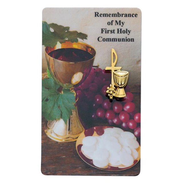 McVan PCH98 Gold Chalice Pewter Communion Pin with Holy Card Bagged