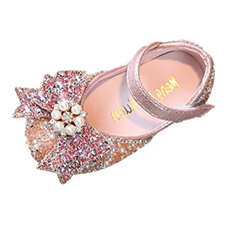 

EnJoCho Toddler Jazz Shoes Fashion Spring and Summer Children Dance Shoes Girls Dress Performance Princess Shoes Light Breathable Sequins Pearl Bow Buckle Toddler Cute Princess Casual Shoes Dance