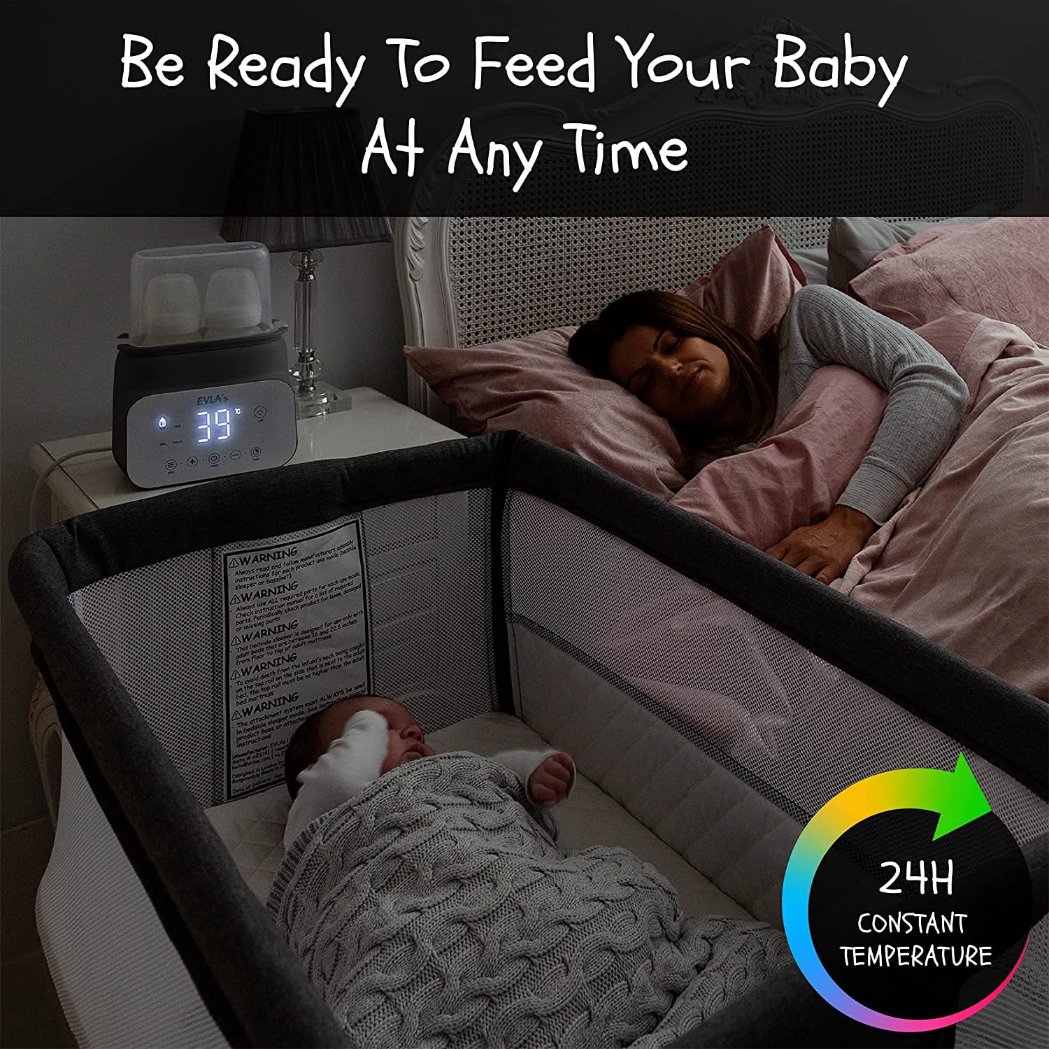 EVLA’s Baby Bottle Warmer for Formula or Breastmilk with Timer, Gray
