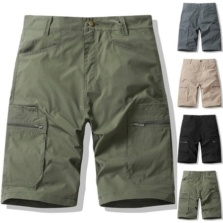 BVOFAR Men s Hiking Shorts with Zipper Pockets Big and Tall Lightweight Outdoor Cargo Shorts Fishing Camping Golf Shorts with Multi Pockets Gray M