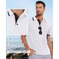 thumbnail image 2 of TRAHOO-Mens Casual Polo Shirts Classic Button Basic Shirt Color Block Cotton Tees Stylish Tops, 2 of 4