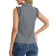 thumbnail image 3 of CAMISA DE OFICINA SIN MANGAS CON VOLANTES Y LAZO PARA MUJERES INSPIRADA EN CHIC, GINGHAM, TAMAÑO S, AZUL OSCURO, 3 of 6