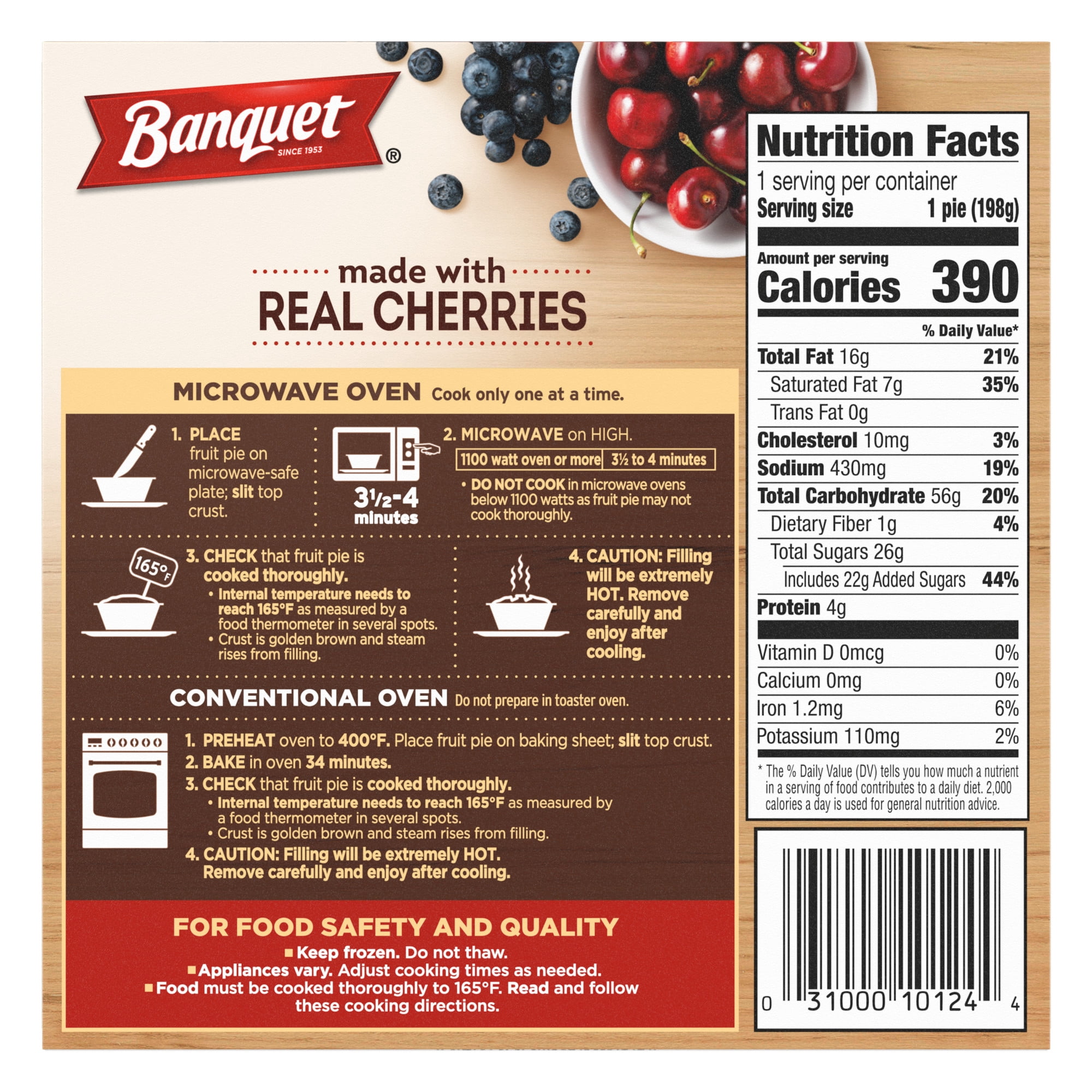 Banquet Cherry Berry Pie, Frozen Dessert, 7 oz.