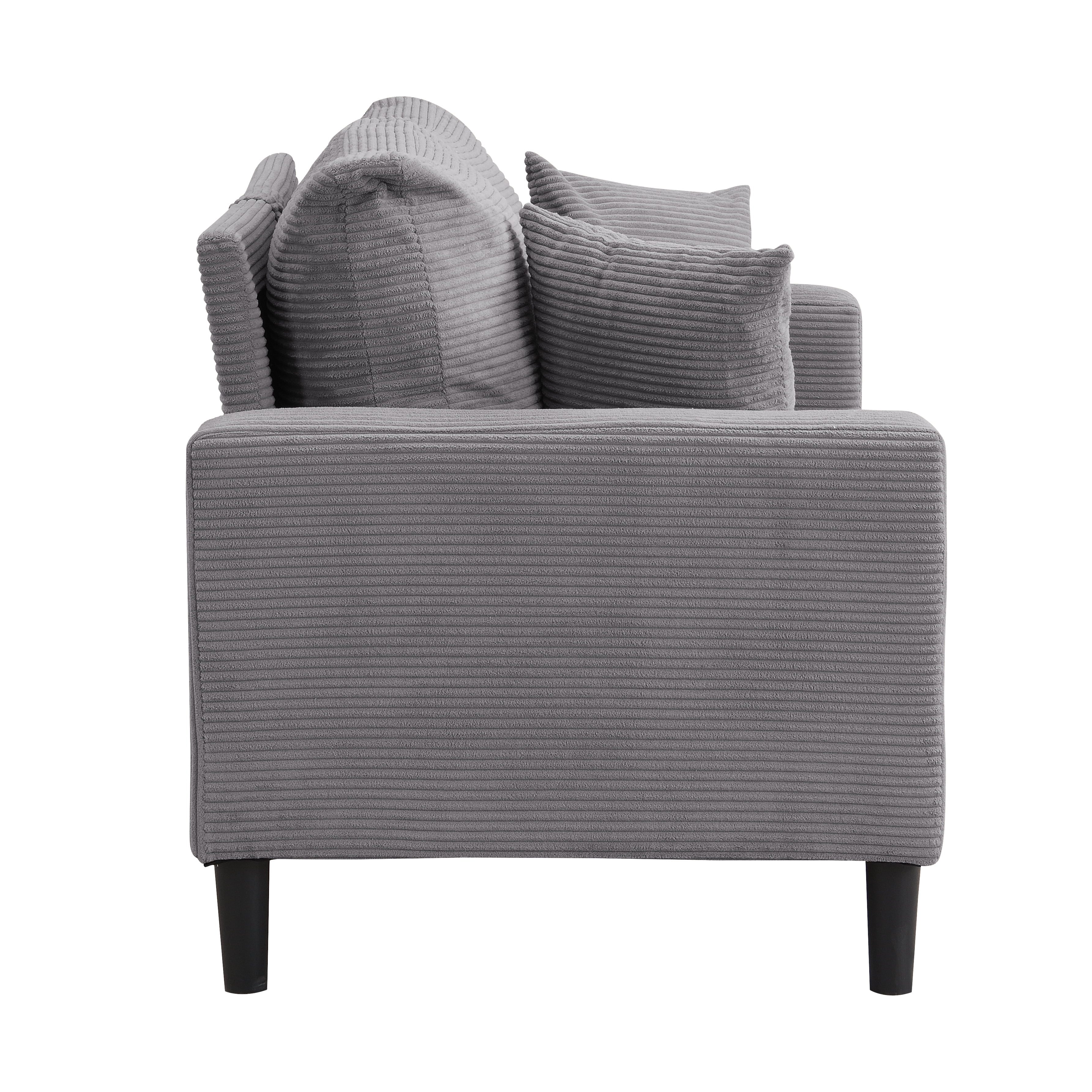 High Resilience Loveseat Sofa, Wooden Frame, Light Gray, 57.9 Inch Length, 78.1 lbs Weight, Corduroy Upholstery, 2-Seater, Modern Design for Small Living Room Bedroom Apartment Office