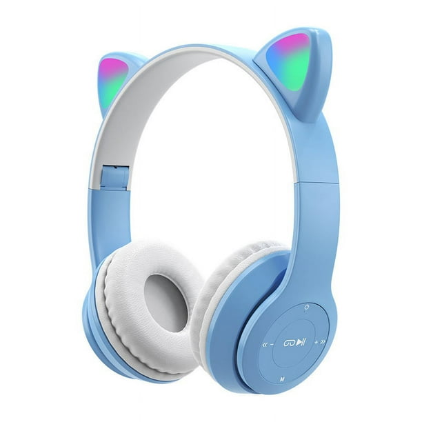 Casque sans fil avec oreilles de chat pour enfants, casque de jeu avec  micro, lumière bleue, PC, téléphone, cadeaux pour filles - AliExpress