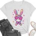 thumbnail image 4 of Sokhug Womens Happy Easter Eggs Print T-Shirt Short Sleeve Crew Neck Colorful Floral Easter Graphic Casual Tee, 4 of 6