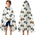 thumbnail image 3 of Cartoon Tractors Stars White Pattern Hooded Bath Towel，60"x35" for Ages 3 To 12 Kids, Quick Dry Lightweight Soft Microfiber Hood Beach Towel Cover Up for Kids, 3 of 7