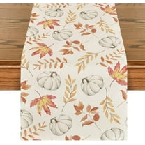 Orange Pumpkins Fall Maple Leaves Fall Table Runner, Seasonal Autumn Kitchen Dining Table Decoration for Home Party Decor 13x36 Inch