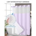 thumbnail image 4 of No Hook Cloth Fabric Shower Curtain with Snap in Liner, Purple White Stripe Waterproof Shower Curtains Set with See Through Top Window, Modern Minimalist Geometric Striped Bath Curtains 48"x72", 4 of 6